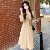 V-neck With Big Long Female Autumn French Gentle Dress - WOMONA.COM