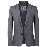 Men's Fashion Casual Knitted Plaid Stretch Suit Jacket - WOMONA.COM