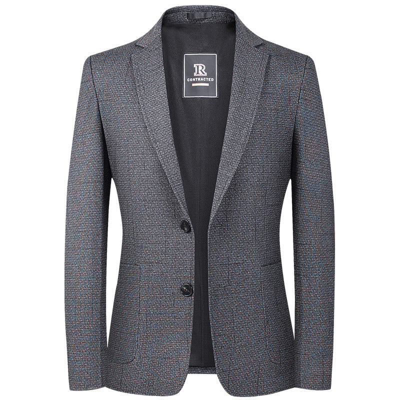 Men's Fashion Casual Knitted Plaid Stretch Suit Jacket - WOMONA.COM