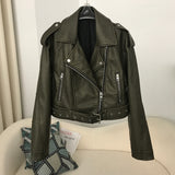 Frühling und Herbst Damen zweifarbig gewaschen Leder getragen Motorrad europäischen und amerikanischen Stil Jacke Ledermantel