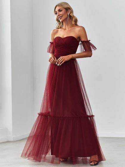 Women's Off-shoulder Tube Top Evening Dress - WOMONA.COM