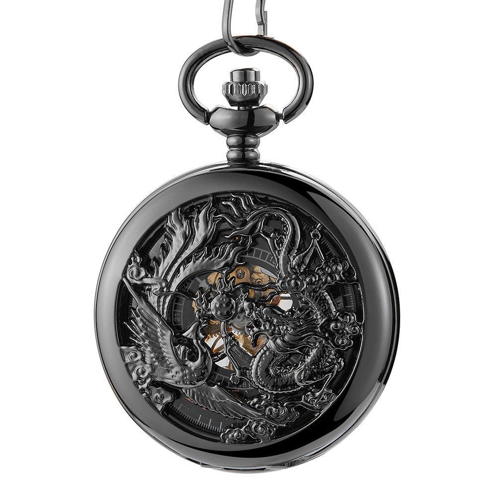 Hollow Relief Mechanical Large Pocket Watch - WOMONA.COM
