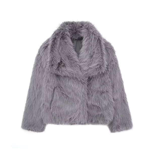 Winter Plush Coat Fashion Thicken Lapel Outwear - WOMONA.COM