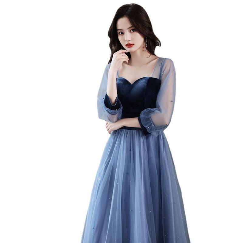 Velvet Long Birthday Party Dress For Women - WOMONA.COM