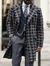 Winter Mid Length Suit Collar Fashionable Printed Men's Coat - WOMONA.COM