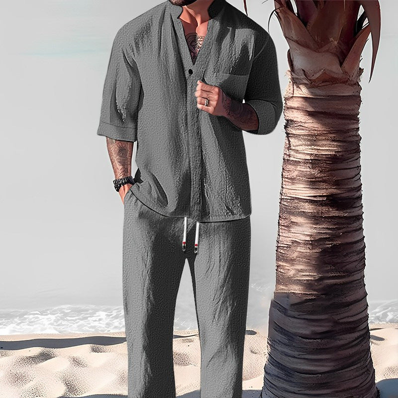 Cotton And Linen Half Sleeve Suit Men's Summer - WOMONA.COM