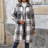 Plaid Long Coat With Pockets Fashion Winter Jacket - WOMONA.COM