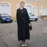 Double-breasted Belted Trench Coat With Waist