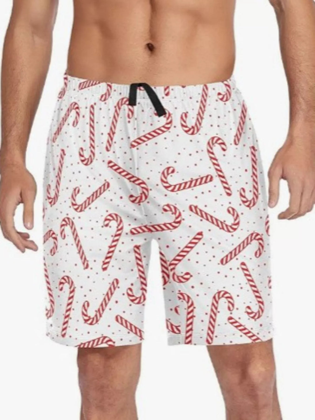 Men's Christmas Candy Cane Print Shorts – Plus Size