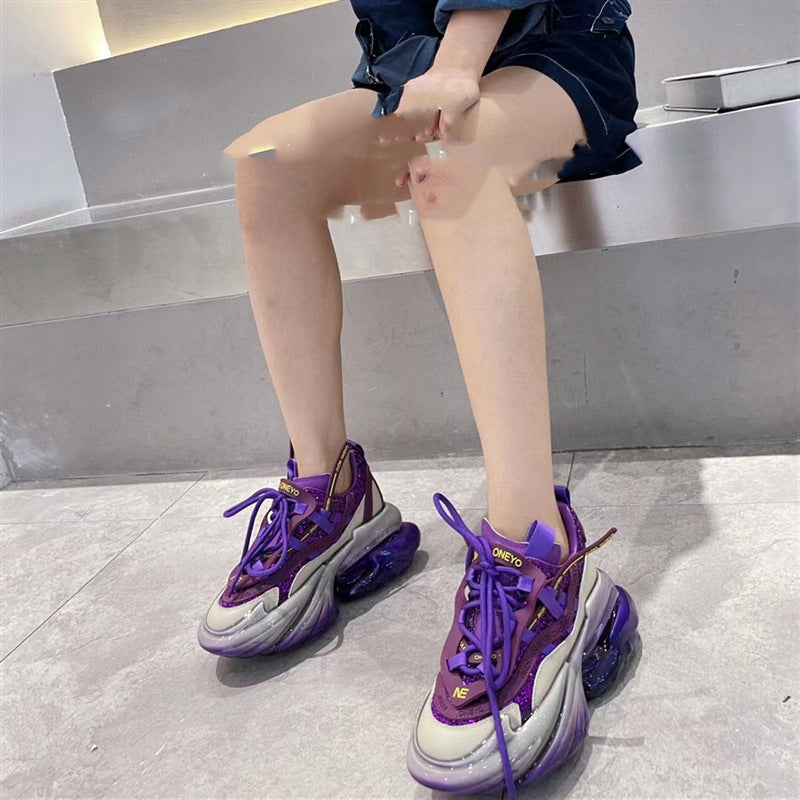 Leather Thick Soled New Jelly High Casual Sports Shoes For Women - WOMONA.COM