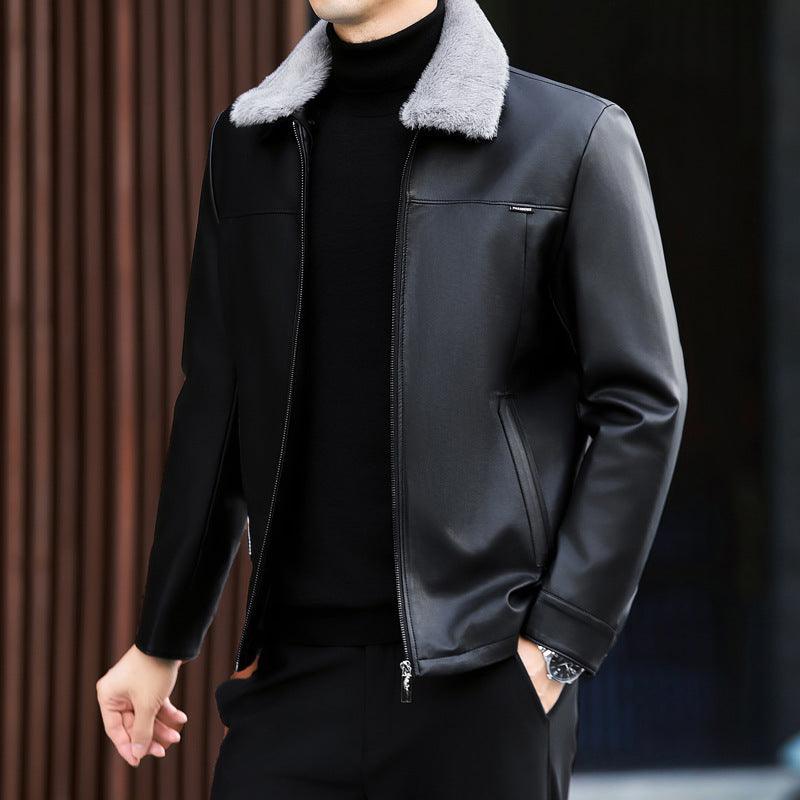 Leather Down Jacket Men's - WOMONA.COM