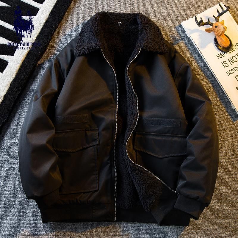 Fleece-lined Padded Lapel Jacket - WOMONA.COM