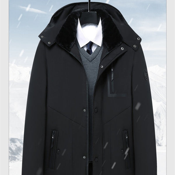 Men's Coat Winter Thick Cotton Clothing Removable Hat - WOMONA.COM