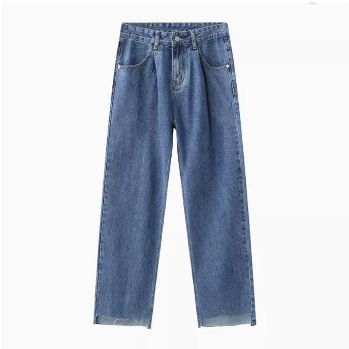 Retro Casual Irregular Slit Simple Jeans - WOMONA.COM