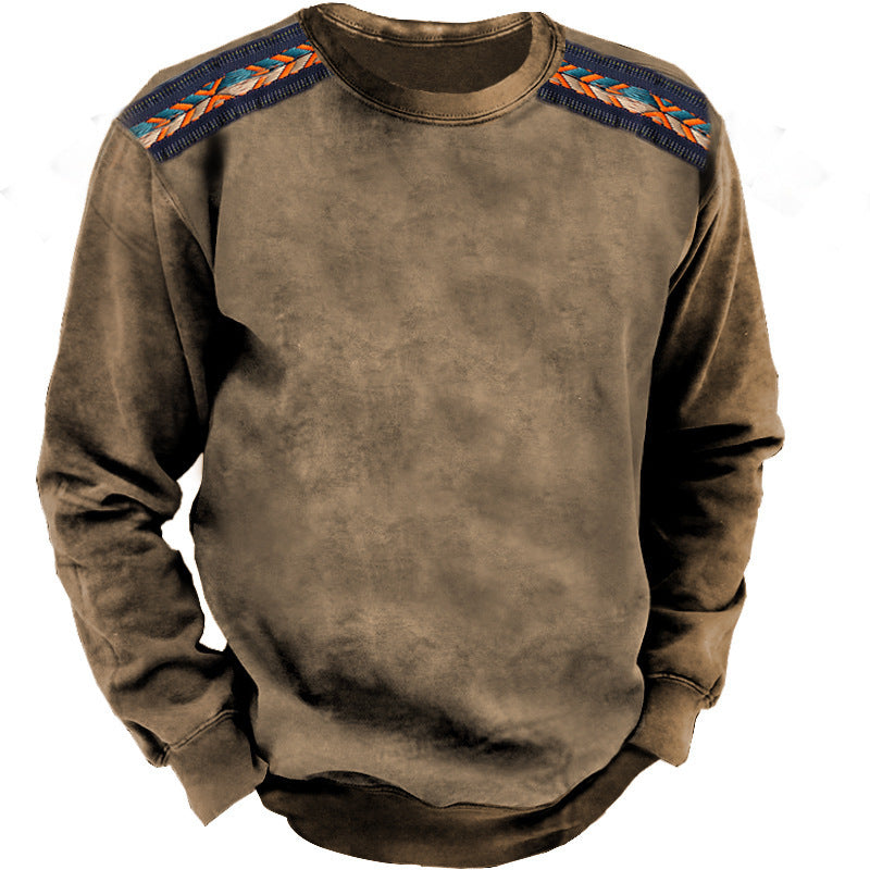 Crewneck Sweater Vintage Print Men - WOMONA.COM