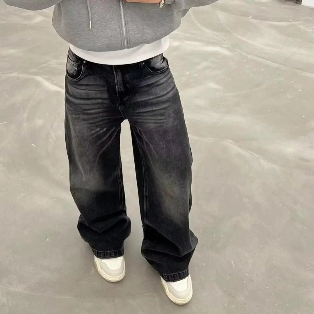 Retro Washed Black Distressed All-matching Jeans - WOMONA.COM
