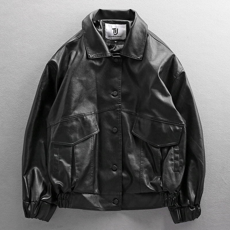 Men's PU pilot motorcycle jacket