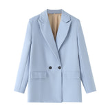 Women's Multicolor Double Breasted Coat Suit - WOMONA.COM