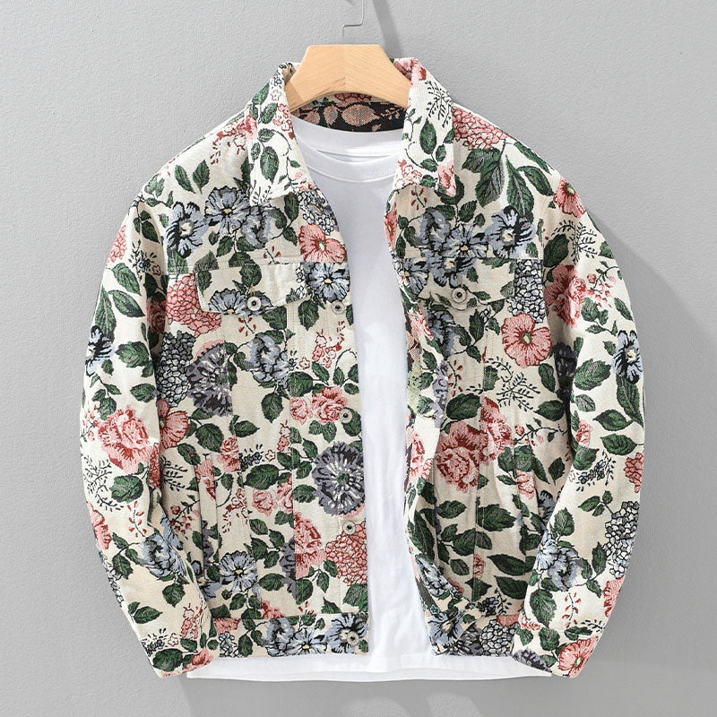 Chaqueta retro con estampado floral de moda para hombre