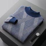 Half Turtleneck Thickened Matting Woven Sweater Loose Contrast Color Knitted Cashmere Bottoming Shirt