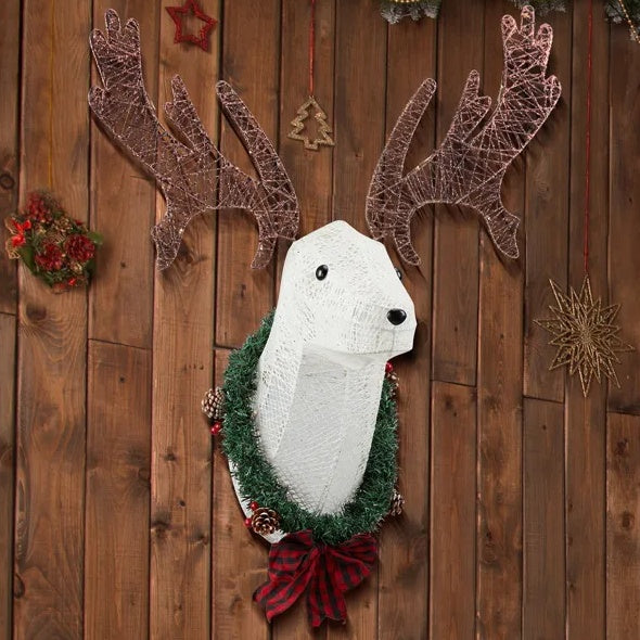 39 Pre-lit 3D Rudolph Hanging Wreath For Front Door