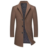 Men's Single-Breasted Woolen Trench Coat - WOMONA.COM