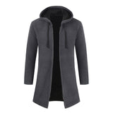 Cashmere Knitting Cardigan Hooded Medium Long Sweater - WOMONA.COM