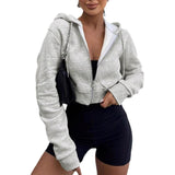 Long Sleeve Hooded Zip Cardigan Casual Sweatshirt