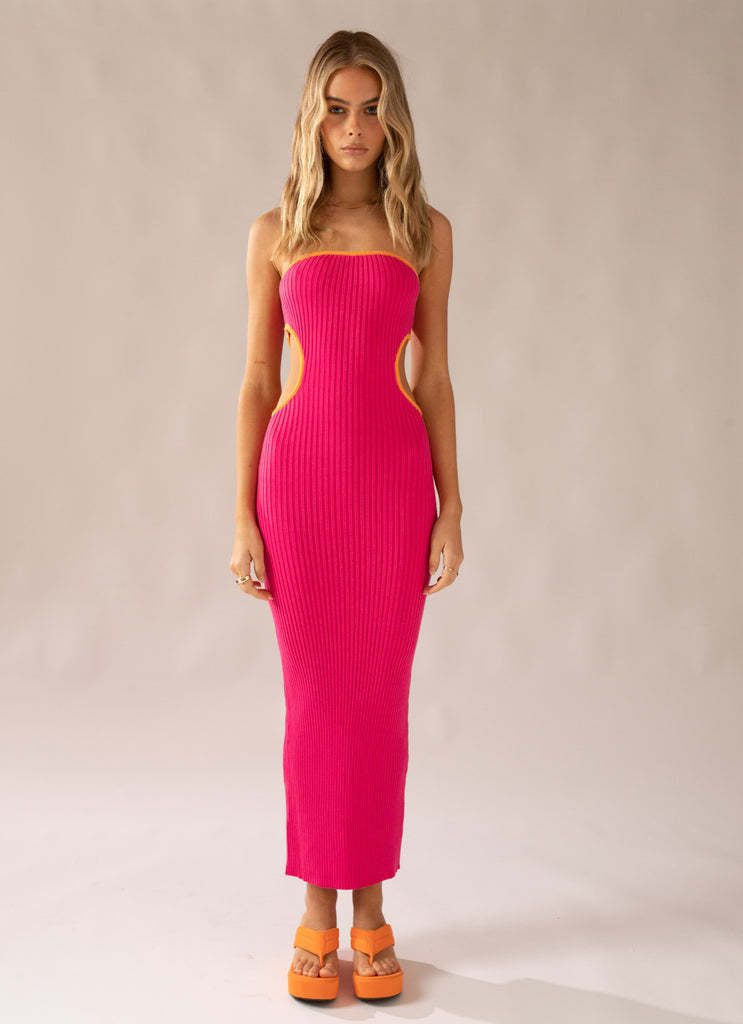 Women's Knitted Tube Top Hollow-out Slim-fit Sheath Dress - WOMONA.COM