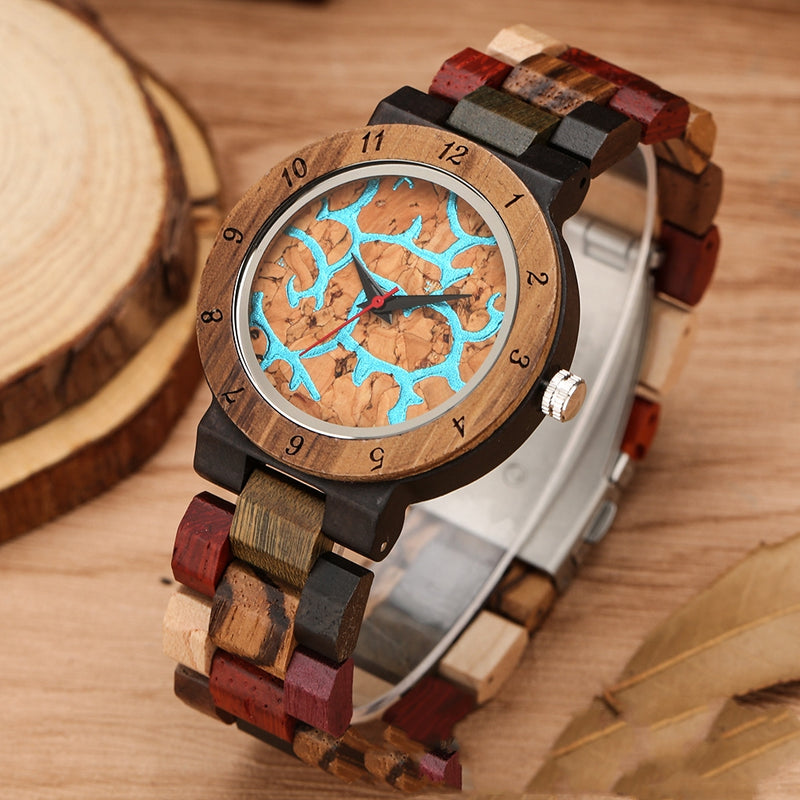 Colored Wood Quartz Casual Watch - WOMONA.COM