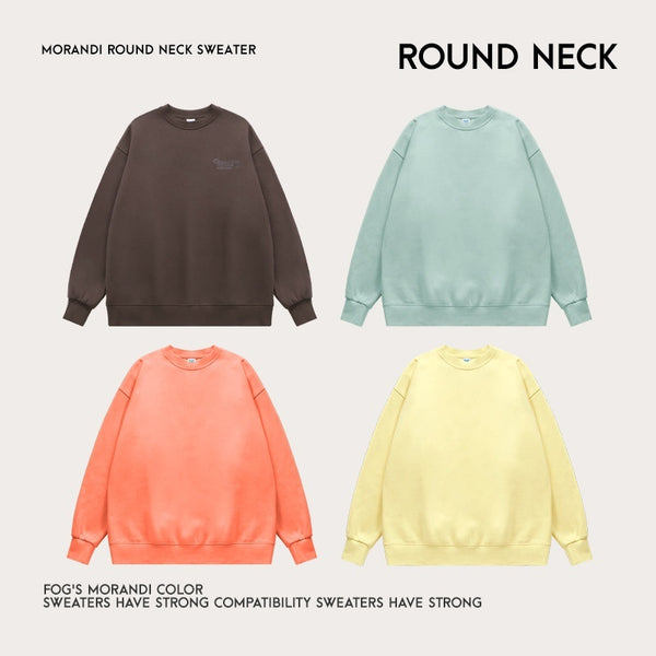 Gel Printing Round Neck Fleece-lined Sweater