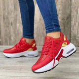 Lace Up Sneakers Women Wedge Heel Running Sports Shoes - WOMONA.COM