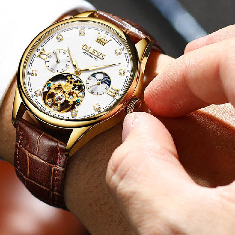 Men's Fashion Hollowed-out Mechanical Watch - WOMONA.COM