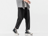 Men Straight Loose Cropped Cotton Pants - WOMONA.COM