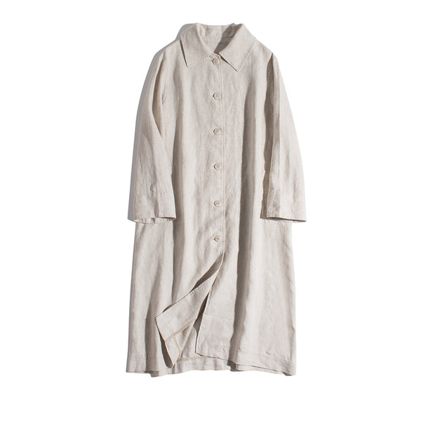 Women's Cotton And Linen Art Loose Lapels Trench Coat - WOMONA.COM