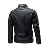 Stitching Motorcycle Retro Fashion Leather Jacket Coat - WOMONA.COM