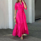 All-match Waist-tight Cardigan Long Dress - WOMONA.COM