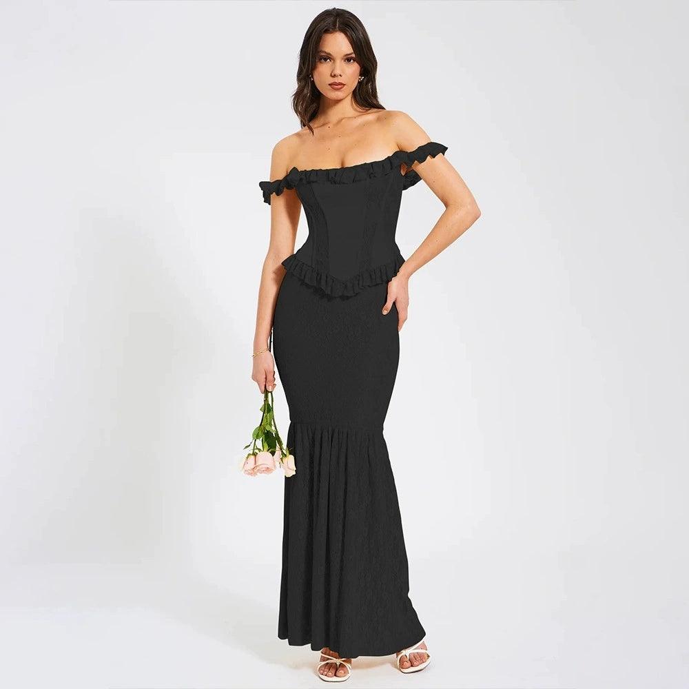 Lace Stitching Off-neck Backless Dress - WOMONA.COM