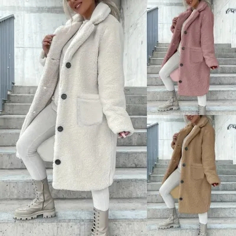 Women's Fluffy Long-Sleeve Lapel Jacket