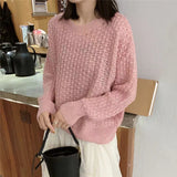 Mohair Round Neck Pullover Long Sleeve Sweater Women - WOMONA.COM