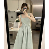 French Square Collar Sling Dress Summer Women - WOMONA.COM