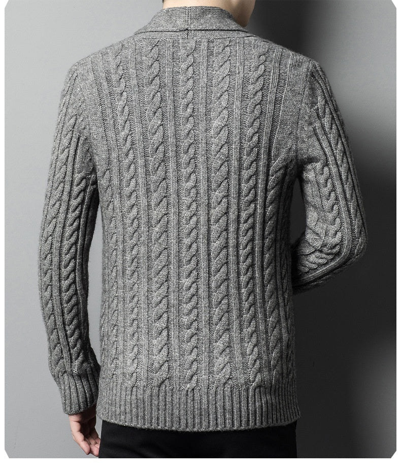 Knitted Cardigan Men's Thickened Jacquard Single-breasted