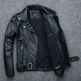 Pure Cowhide Biker's Leather Jacket - WOMONA.COM