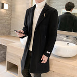 New Solid Color Fashion Brand Slim Woolen Coat - WOMONA.COM