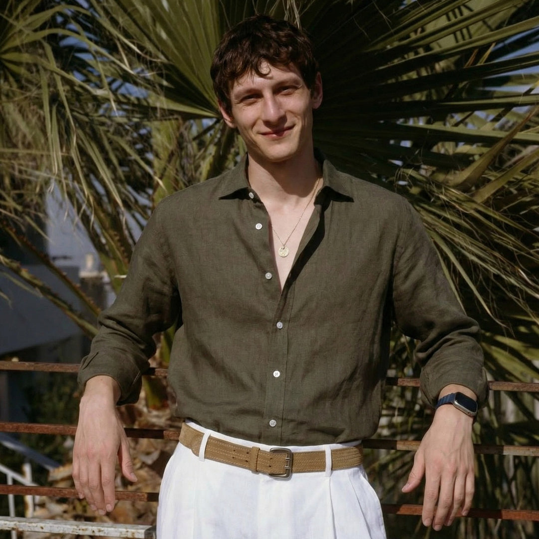 Men's French-Style Long-Sleeve Shirt, Old Money Look