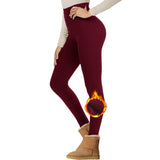 Cropped High Waist Velvet Padded Leggings Thermal Slim Fit