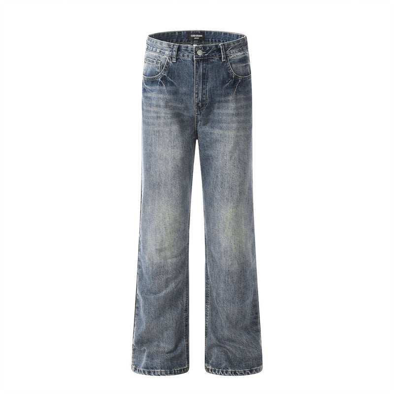 Fashion Retro Washed Worn Jeans Men - WOMONA.COM