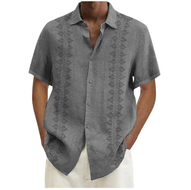 Digital Printing Polyester Plain Men's Short Sleeve Shirt - WOMONA.COM