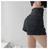 Waist Tummy Denim Shorts Women - WOMONA.COM