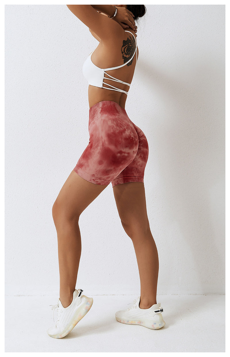 Splash Dyed Seamless Yoga Shorts For Women - WOMONA.COM